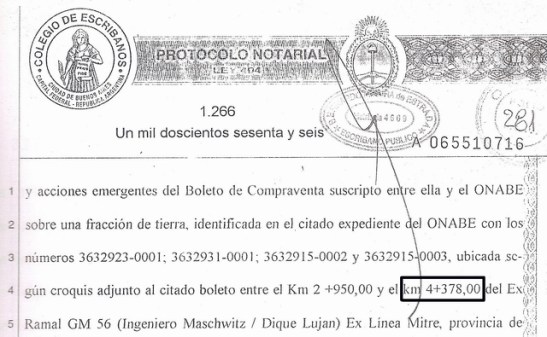 Finalmente fue vendido hasta el fm 4+378