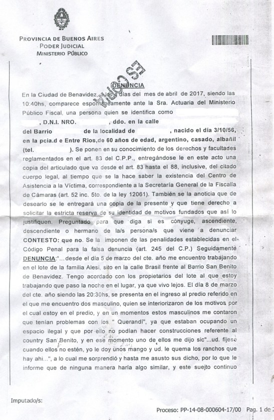 2017 - 04 Abril - 05 - Denuncia en la Fiscalia de Benavidez 01xx